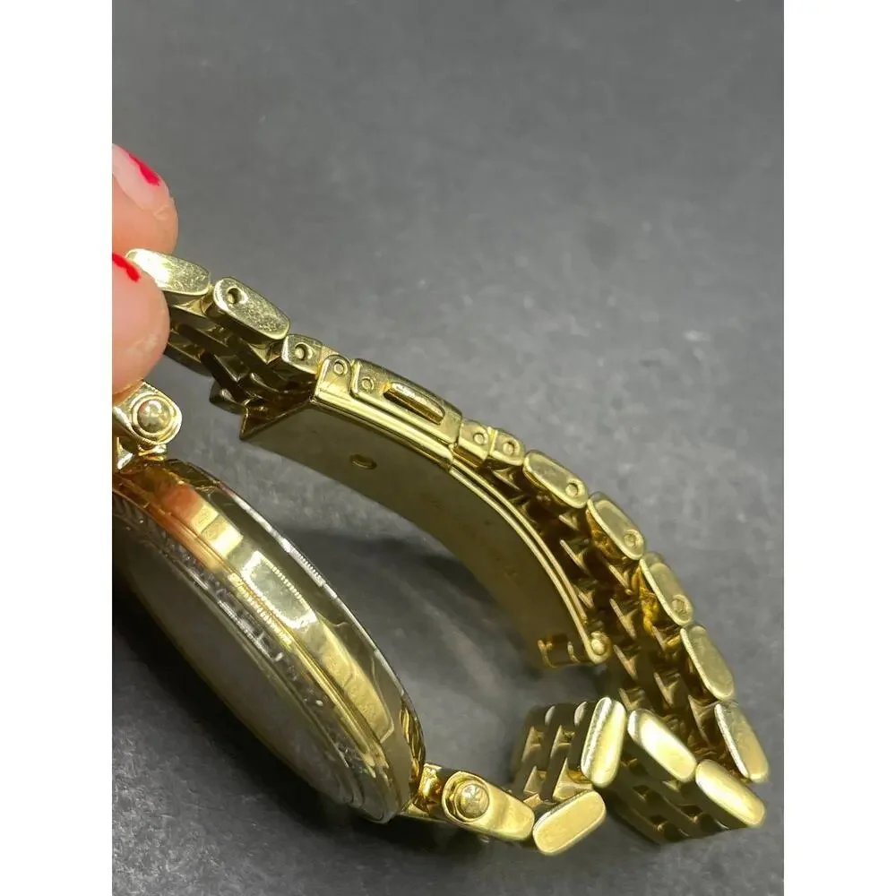 Michael Kors MK-3365 Womens Gold Tone Baguette Crystal Bezel Quartz Watch